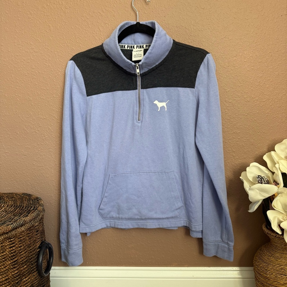 Victoria's Secret Zip-Up Sweater in Light Blue and Black